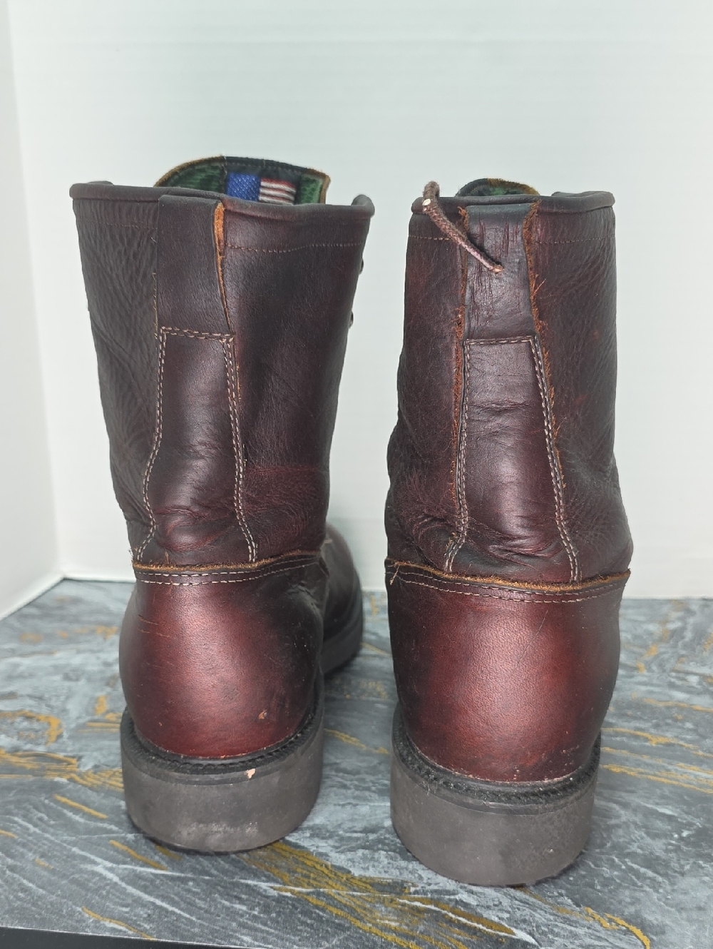 Justin Mens 12 D Brown Leather Conductor 8" Work Boots Comfort Packer Used - Picture 7 of 13